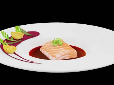 Fresh Salmon Sushi  Low-poly 3D model