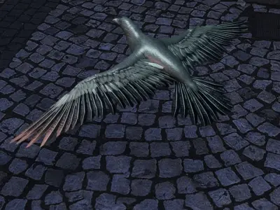 Crow flying 3D model