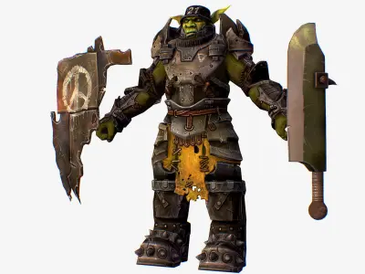 Armored Military Troll Orc Game Character Low-poly 3D model