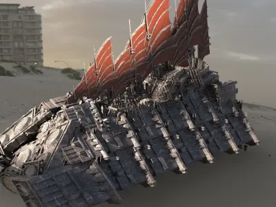 Hutt Desert Sail Barge carrier 5 3D model