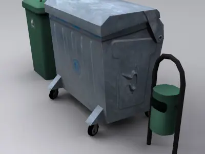 trash can Free low-poly 3D model 2