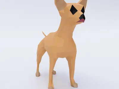 Puppy 3d model chihuahua dog in low polygons Low-poly 3D model