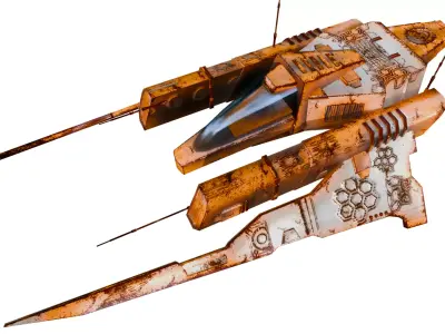 space ship Low-poly 3D model 11