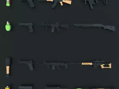 Low poly weapons pack Low-poly 3D model