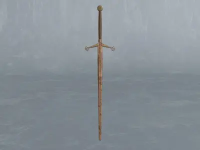 Rusted scottish claymore - two-handed sword - PBR 3D model Low-poly 3D model