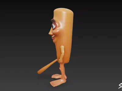 Tung Tung Tung Sahur - Italian Brainrot Low-poly 3D model