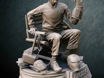 Stan Lee Tribute Statues 3D Model Ready to Print STL 3D print model