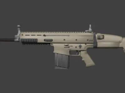 FN-Scar assault rifle Low-poly 3D model