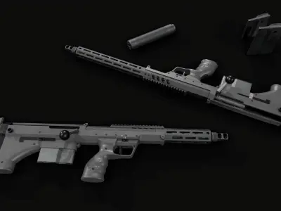 Desert Tech SRS-A2 Bullpup Sniper Rifle Low-poly 3D model