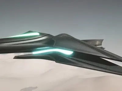 Spacecraft - PBR Game-Ready futuristic jet flying in sky Low-poly 3D model