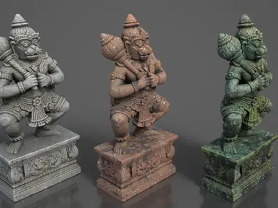 Ancient Khmer Statue28-250523 Low-poly 3D model
