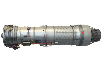Complete and Sectioned Afterburning Turbofan Engine 3D model