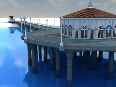 Manhattan Beach Pier Low-poly 3D model