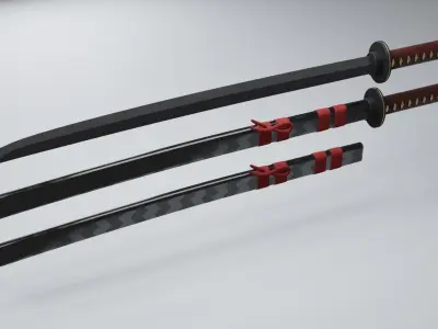 Samurai Katana - High Poly 3D model