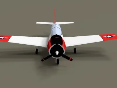 Low Poly T-28 Trojan Training Airplane Low-poly 3D model