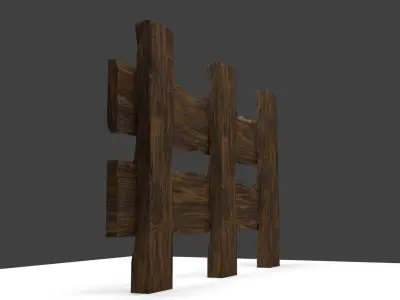 Wooden Fence 3D model 12