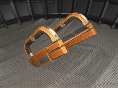 Sci-Fi Stairs - 11 - Orange Version Low-poly 3D model