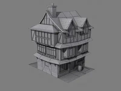 Tudor House Low-poly 3D model