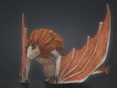 Stylized FurDragon Low-poly 3D model