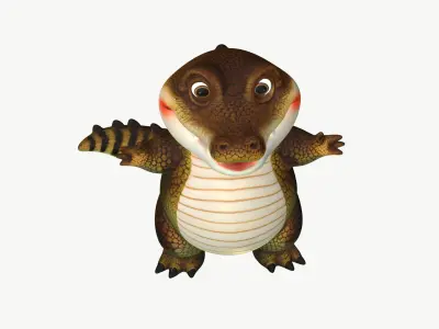 High-Quality Cartoon Crocodile PBR 3D model