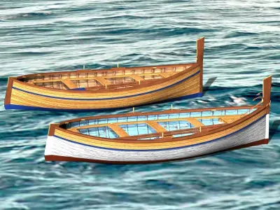 Fishing Rowing Boat - Spanish Low-poly 3D model
