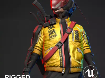 Cyberpunk Mercenary Character Low-poly 3D model