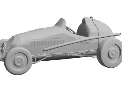 Vintage 1940s Speedcar Realistic Racing Car 3D Model Game Ready Low-poly 3D model