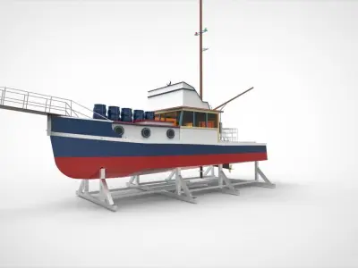 docking fishing ship 4 3D model