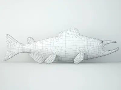 Red Coho Salmon Fish Trade Sign 3D model