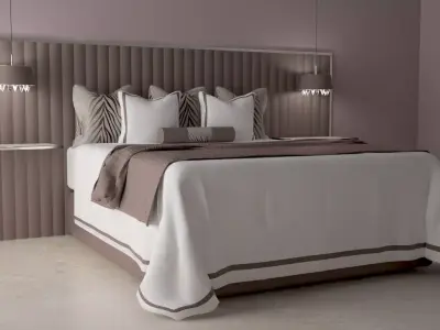Bed with bedclothes Free 3D model