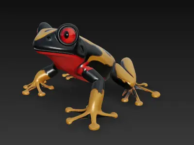 Frog Poisonous Realistic 3D Model Basic - Low Poly Realistic Low-poly 3D model