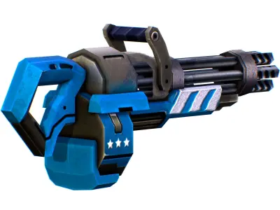 LowPoly Sci-Fi Cartoon Assalut Heavy Machine Gun Low-poly 3D model