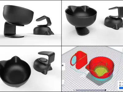 Pet Bowl M05 - with STL Low-poly 3D model