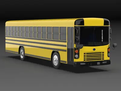 BLUE BIRD ALL AMERICAN SCHOOL BUS 2010 Low-poly 3D model