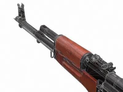 AKM assault rifle Low-poly 3D model order