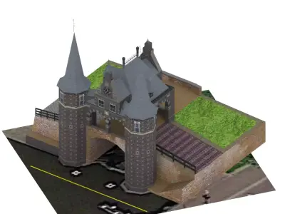 Waterport model game ready castle in netherlands Low-poly 3D model