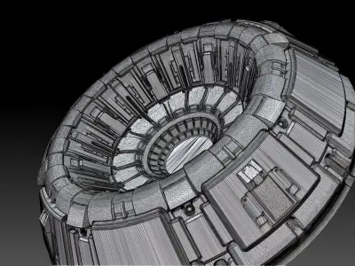 Sci-fi spaceship fighter jet engine flame nozzle 3D model  2 3D model