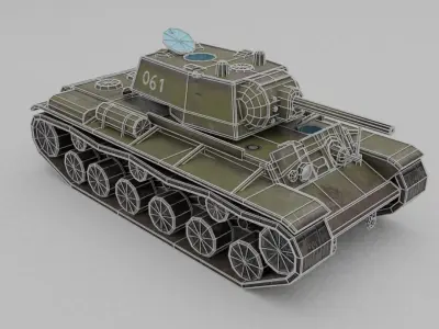 KV-1 ZiS-5 Heavy Tank Low-poly 3D model