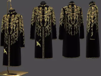 Elegant Long Coat 3D model
