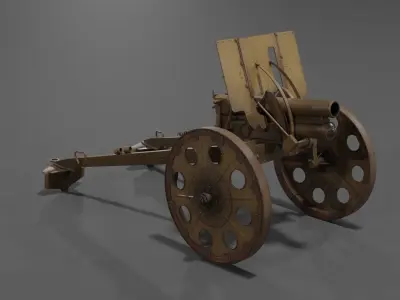 Type 92 Battalion Gun Light Howitzer Low-poly 3D model