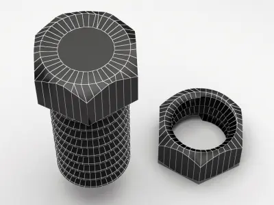 Bolt and nut 3D model