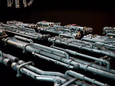 SCIFI INDUSTRIAL MODULAR PIPES KIT Low-poly 3D model