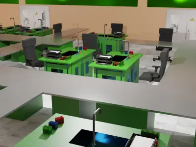 Laboratory Interior Low-poly 3D model buy