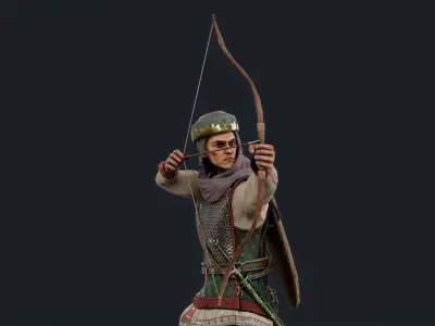 Persian 3 archer A pose Low-poly character redy for game Low-poly 3D model