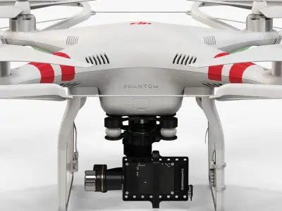 DJI Phantom 2 Quadcopter with Prop Guard and gimbal GoPro HERO4 Low-poly 3D model