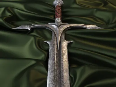 Damascus two-handed sword 3d Model 3D model