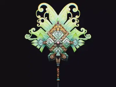 Magical Staff Magic Stick Fantasy Wand Axe Props Item Low-poly 3D model