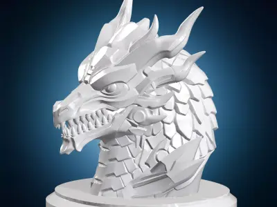 Mecha Dragon Bust 3D Print Model 3D print model