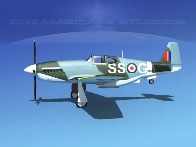 North American Mustang X RAF V05 3D model