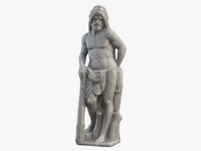 Hercules with Lion Skin Garden Statue 3D model